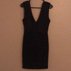 Forever21 black shimmer mini dress L NWT